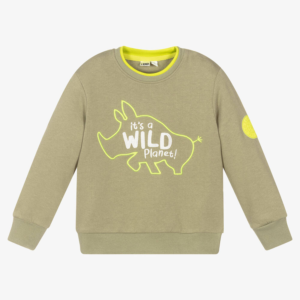 iDO Baby - Boys Green Cotton Sweatshirt | Childrensalon