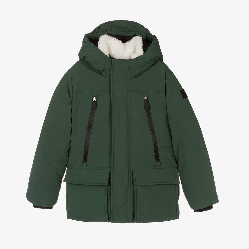 iDO Junior - Manteau vert rembourré à capuche | Childrensalon