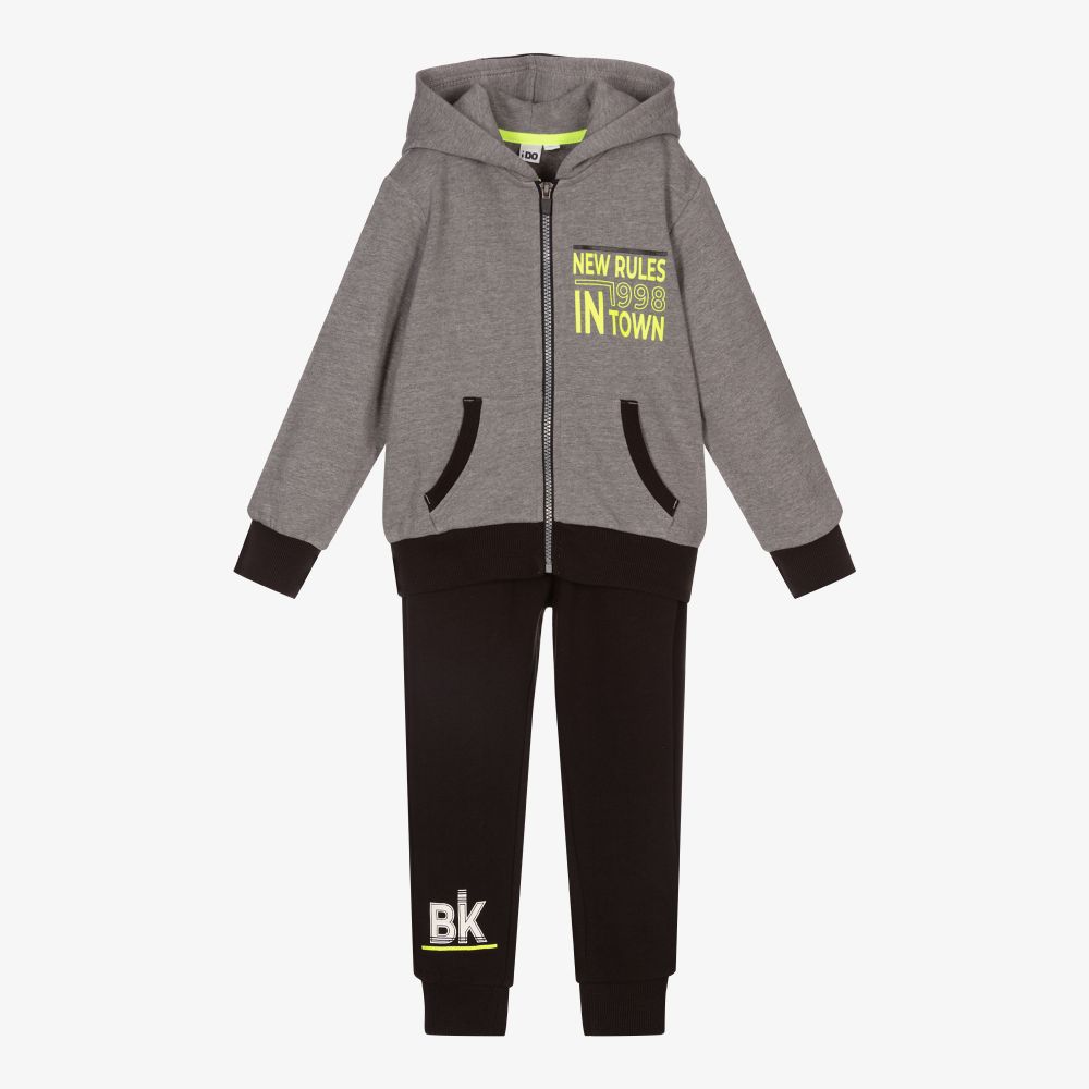 iDO Baby - Boys Grey & Black Tracksuit | Childrensalon