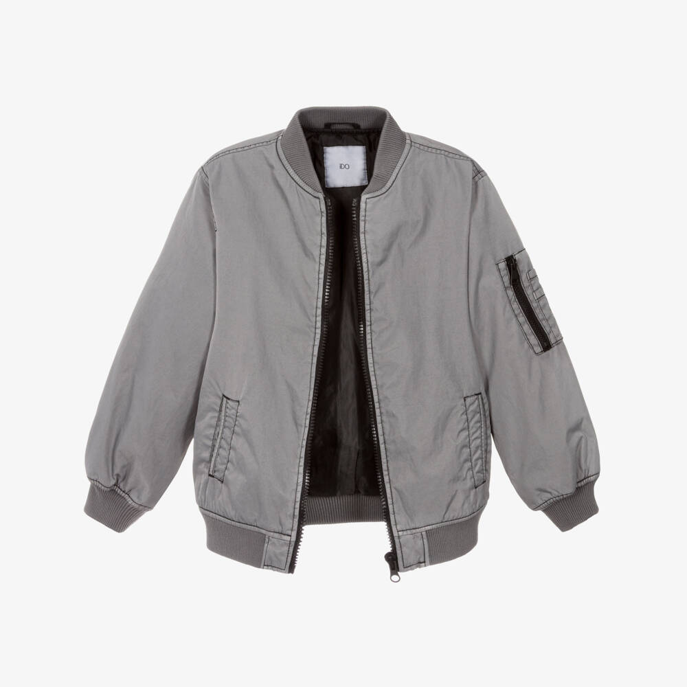 iDO-Boys Grey Bomber Jacket | Childrensalon Outlet