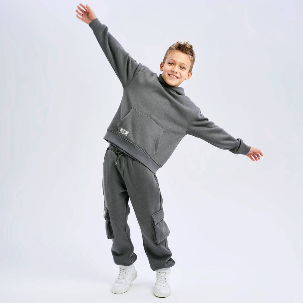 iDO Junior-Boys Grey Cotton Cargo Trousers | Childrensalon Outlet