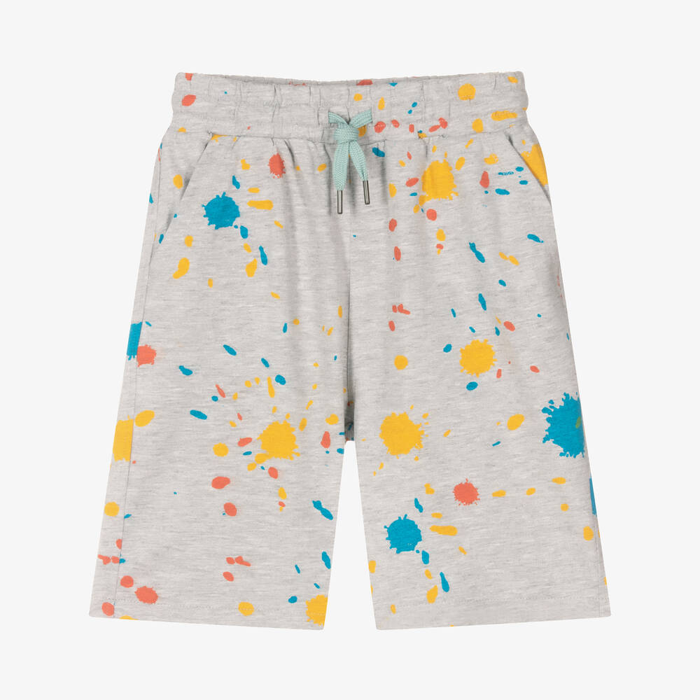 iDO Junior - Boys Grey Cotton Paint Splat Shorts | Childrensalon