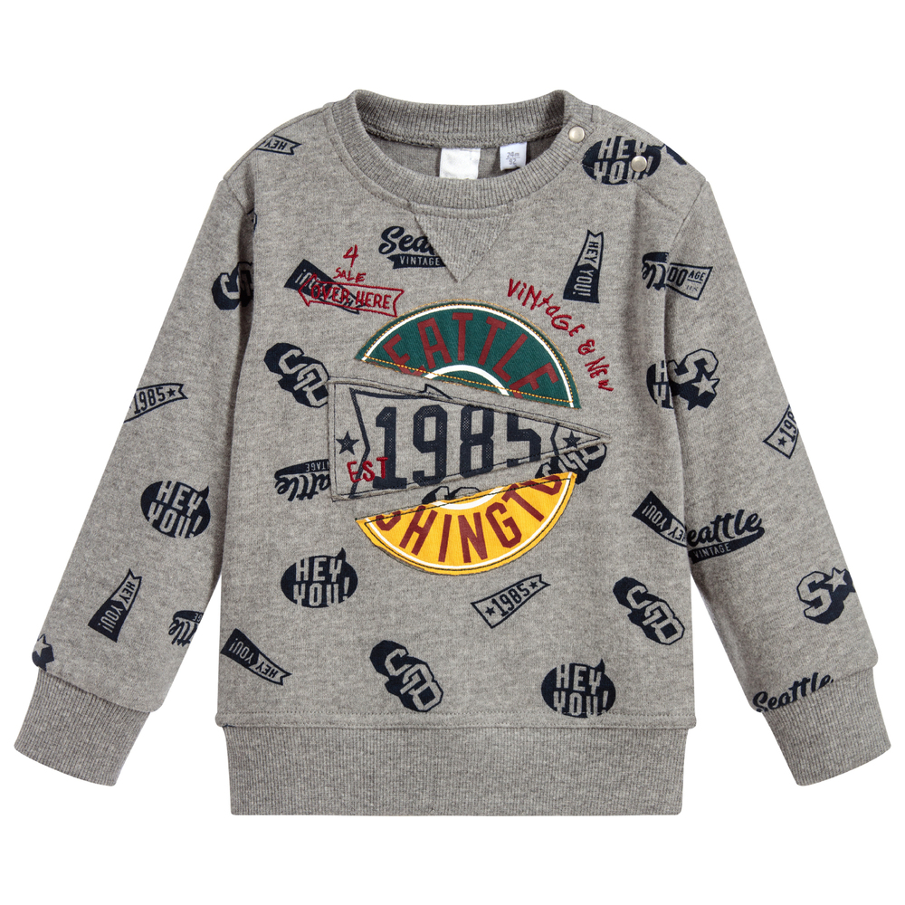 iDO Baby - Boys Grey Cotton Sweatshirt | Childrensalon