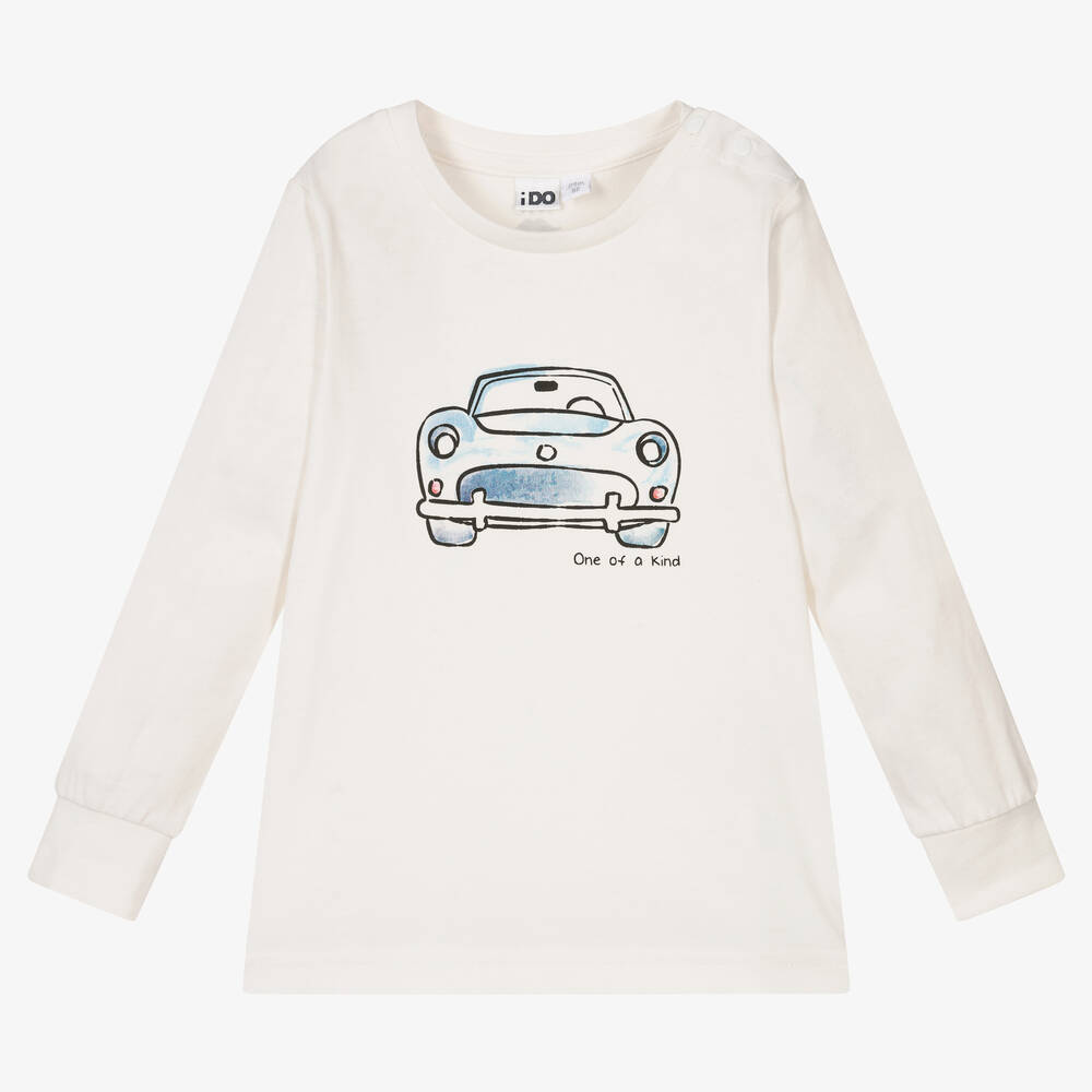 iDO Baby - Кремовый хлопковый топ с машиной | Childrensalon