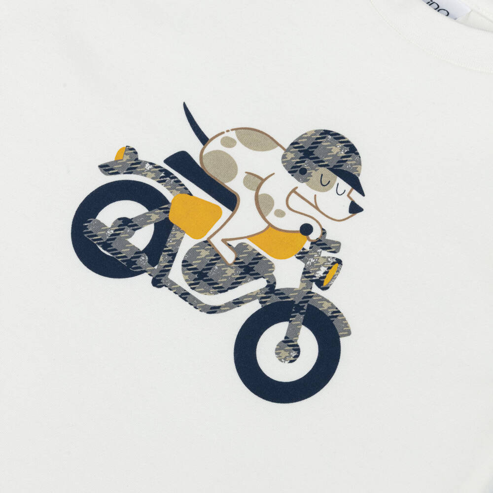 iDO-Boys Ivory Cotton Jersey Long-Sleeved Top | Childrensalon Outlet