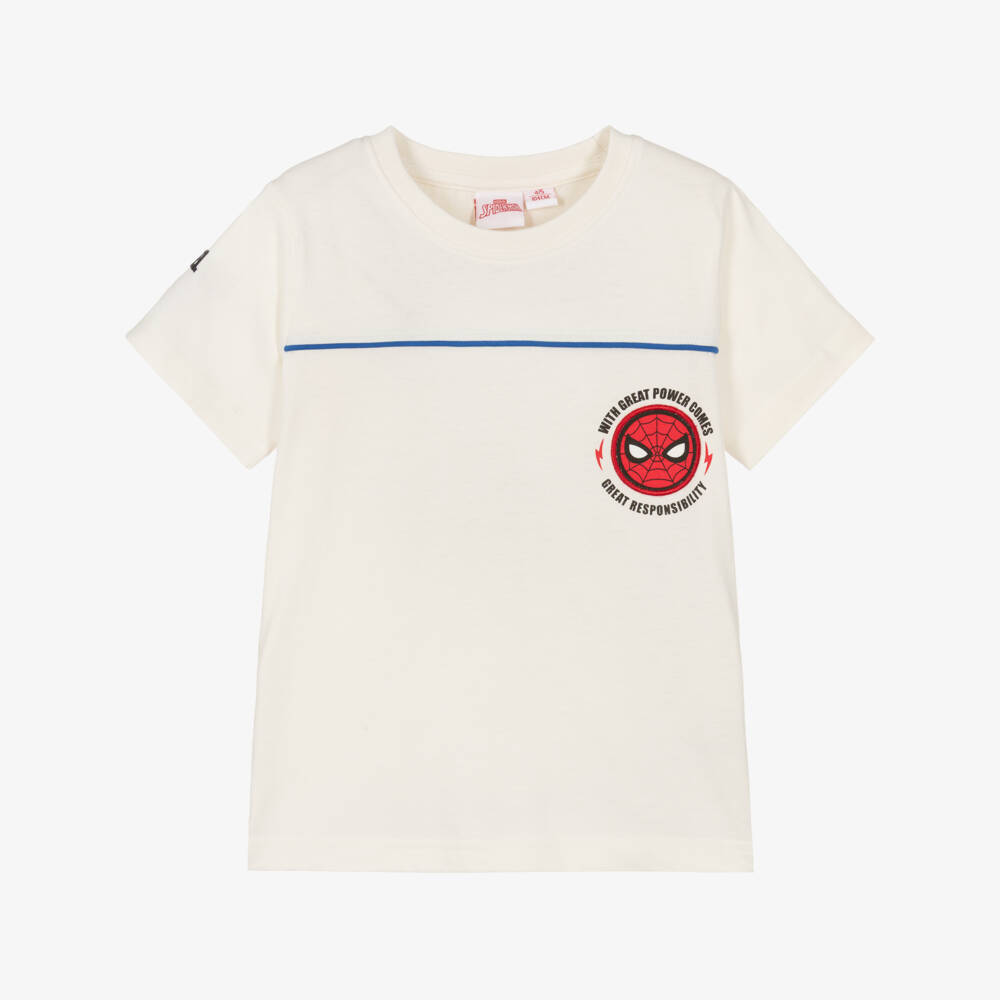 iDO-Boys Ivory Cotton Jersey Spiderman T-Shirt | Childrensalon Outlet