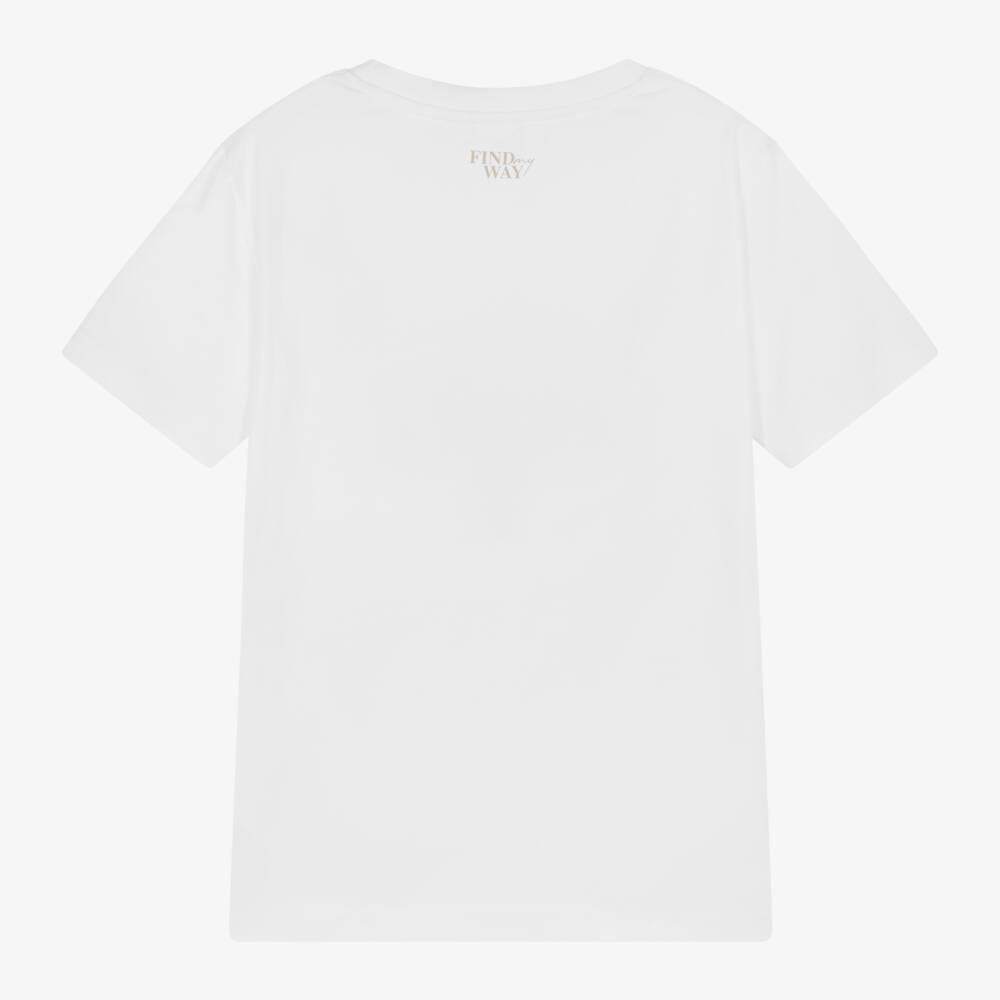 iDO Junior-Boys Ivory Cotton Logo Tee | Childrensalon Outlet