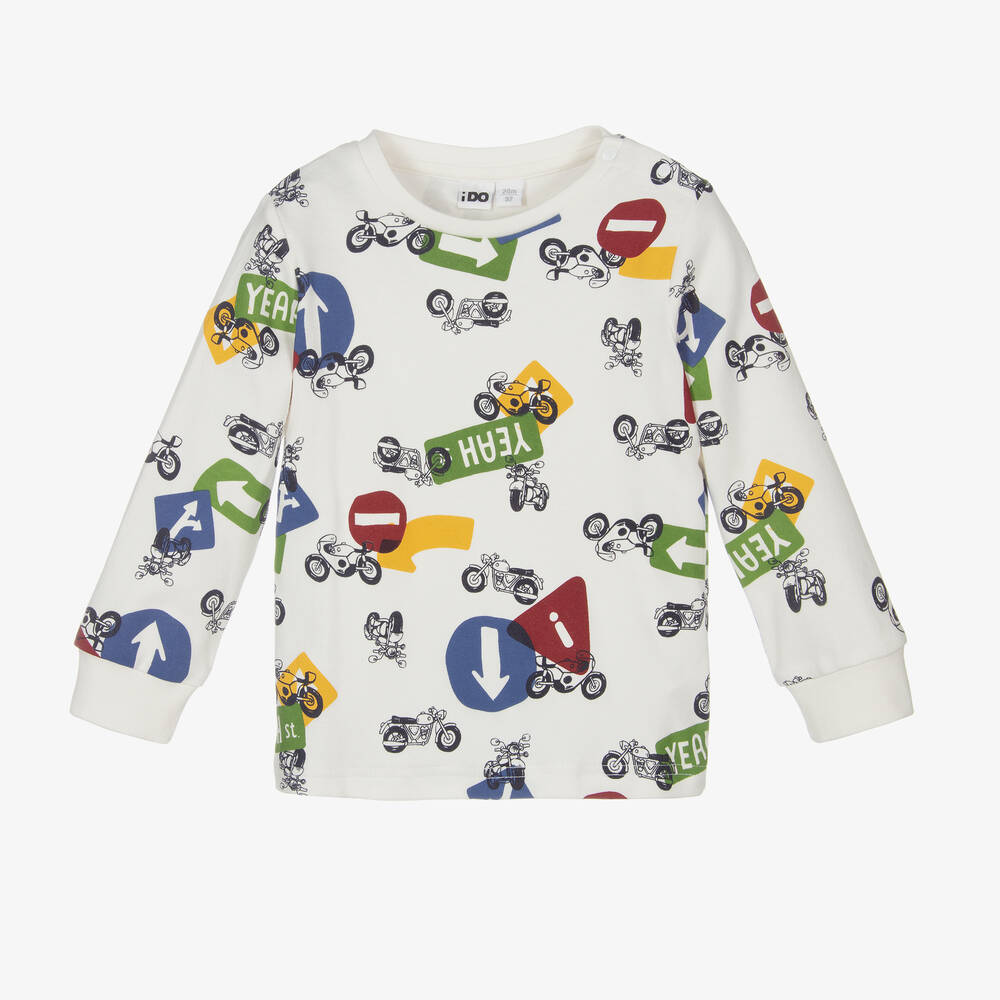 iDO Baby - Boys Ivory Cotton Motorbike Top | Childrensalon