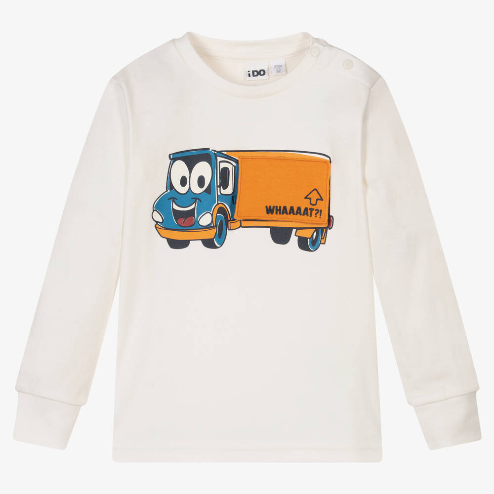 iDO Малыши-Кремовый хлопковый топ с грузовиком | Childrensalon Outlet