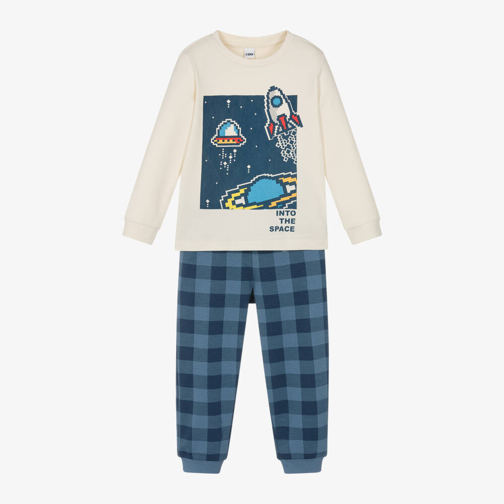iDO Baby-Boys Ivory Space Cotton Pyjamas | Childrensalon Outlet