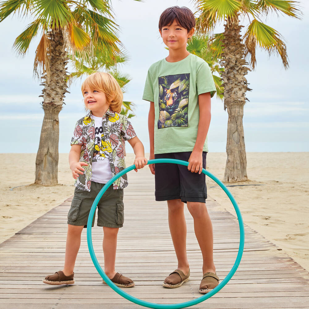 iDO Junior-Boys Jungle Green Cotton Tee | Childrensalon Outlet