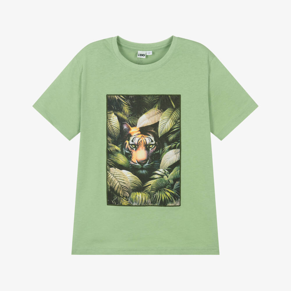 iDO Junior-Boys Jungle Green Cotton Tee | Childrensalon Outlet
