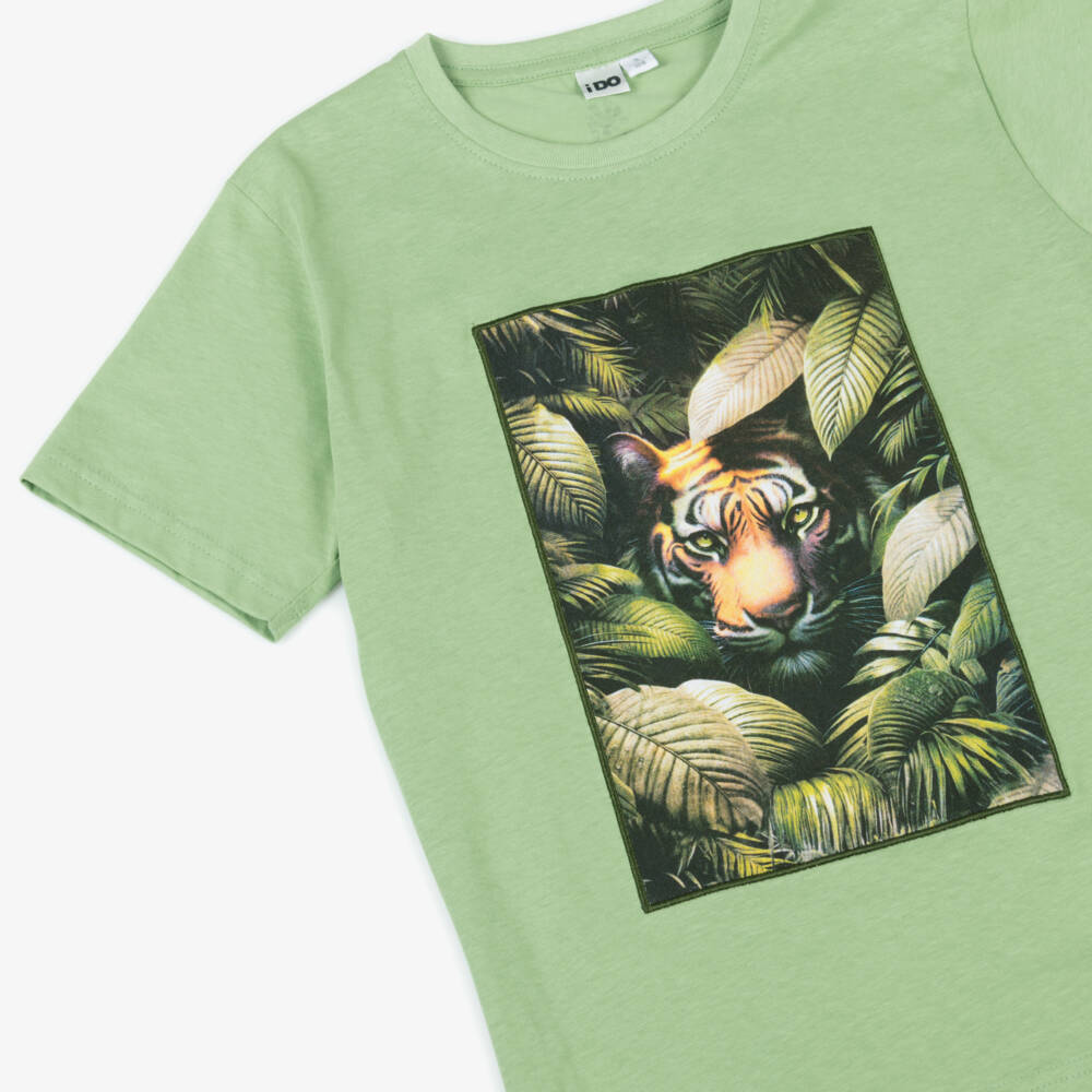 iDO Junior-Boys Jungle Green Cotton Tee | Childrensalon Outlet