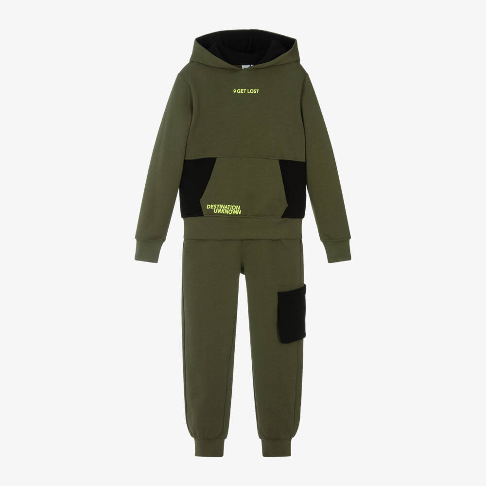 iDO Junior-Boys Khaki Cotton Jersey Set | Childrensalon Outlet