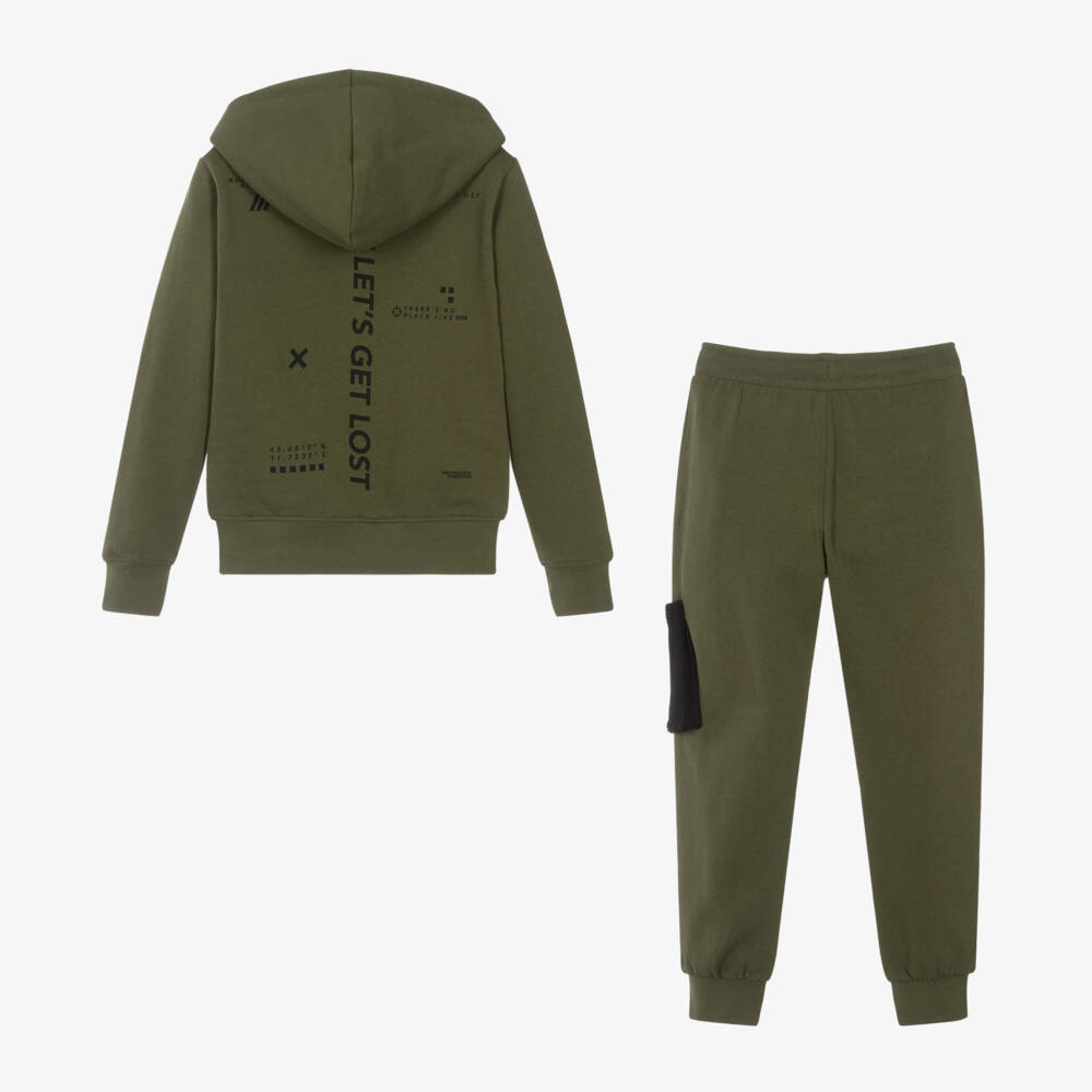 iDO Junior-Boys Khaki Cotton Jersey Set | Childrensalon Outlet