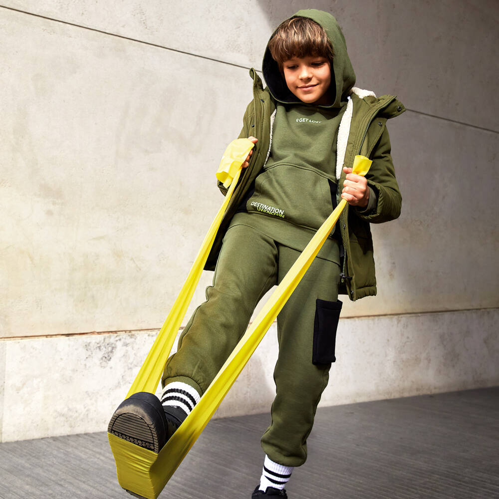 iDO Junior-Boys Khaki Cotton Jersey Set | Childrensalon Outlet