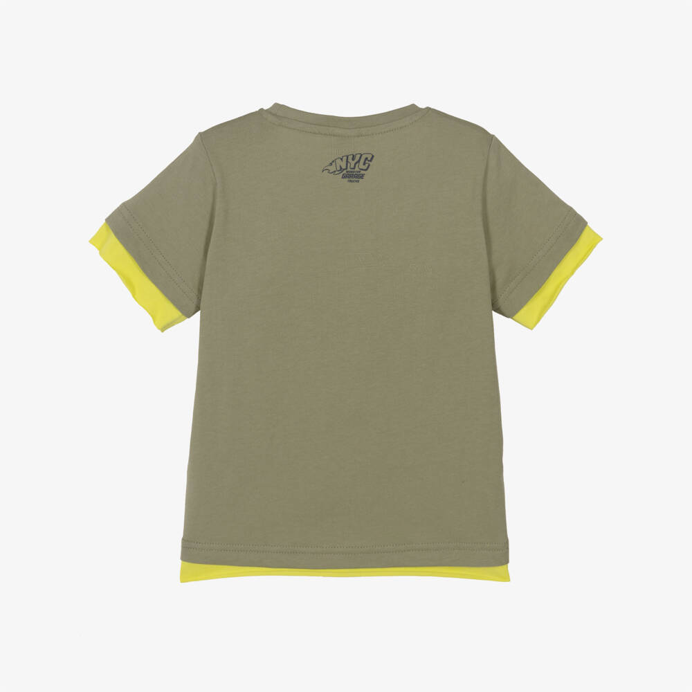 iDO-Boys Khaki Green Cotton Monster Truck T-Shirt | Childrensalon Outlet