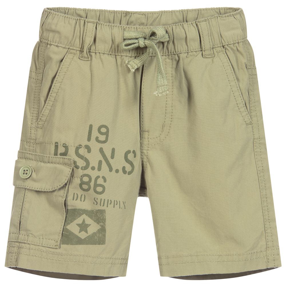 iDO Baby - Boys Khaki Green Cotton Shorts | Childrensalon