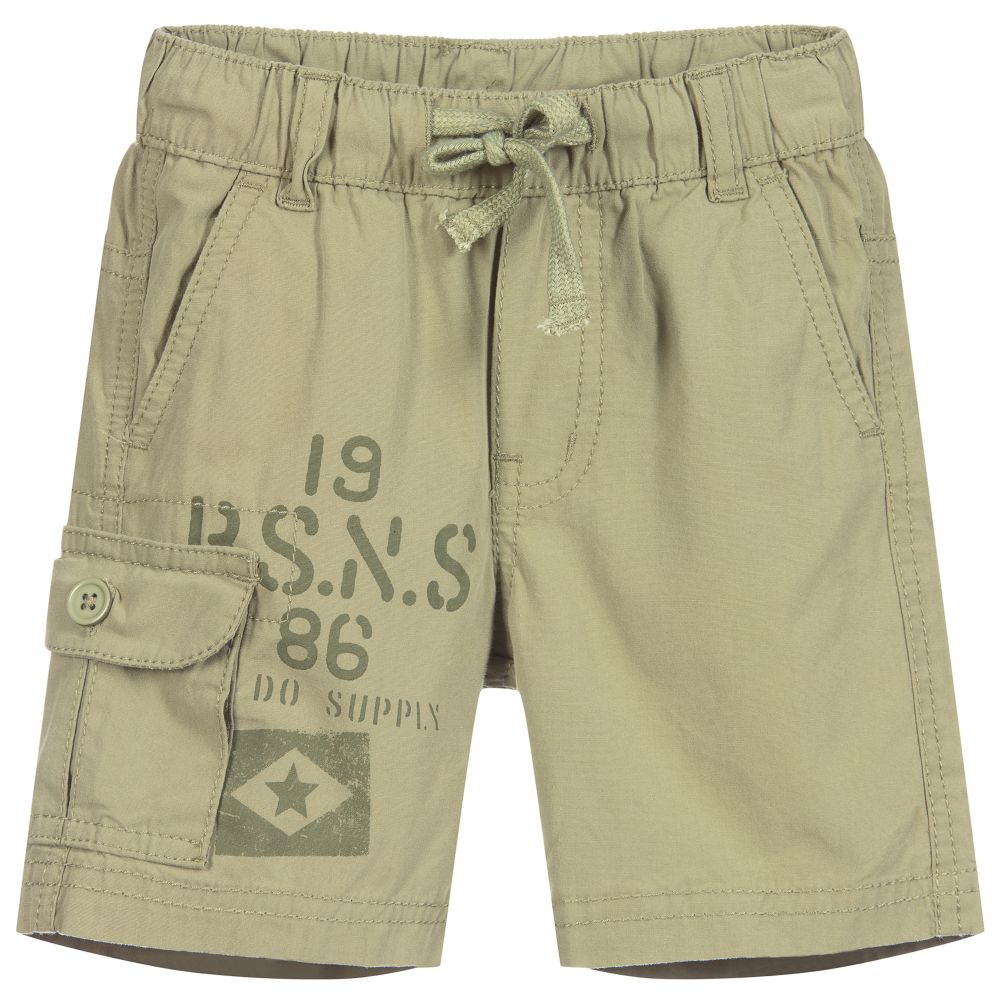 iDO Baby-Boys Khaki Green Cotton Shorts | Childrensalon Outlet