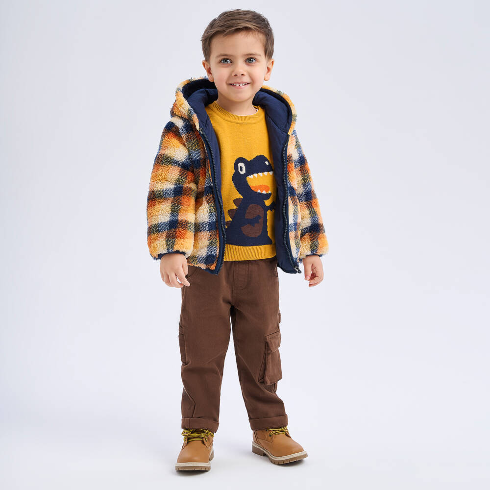 iDO Baby-Boys Knit Dinosaur Jumper in Yellow | Childrensalon Outlet