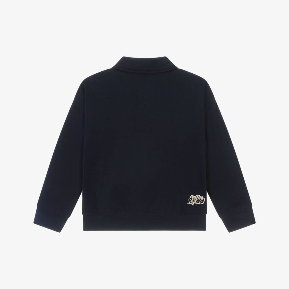 iDO-Boys Long Sleeve Navy Blue Cotton Polo Shirt | Childrensalon Outlet