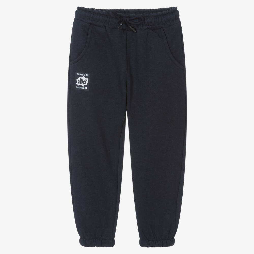 Boys Navy Blue Cotton Joggers
