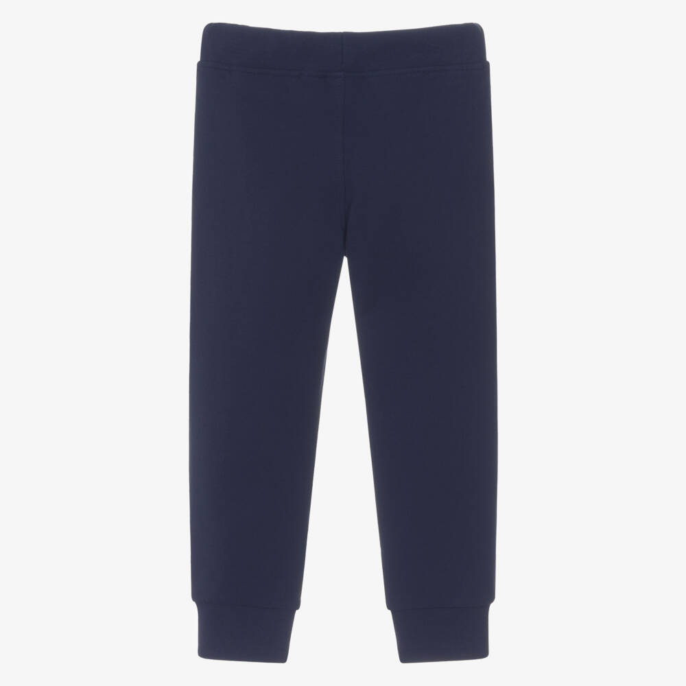iDO-Boys Navy Blue Cotton Joggers with Graphic Print | Childrensalon Outlet