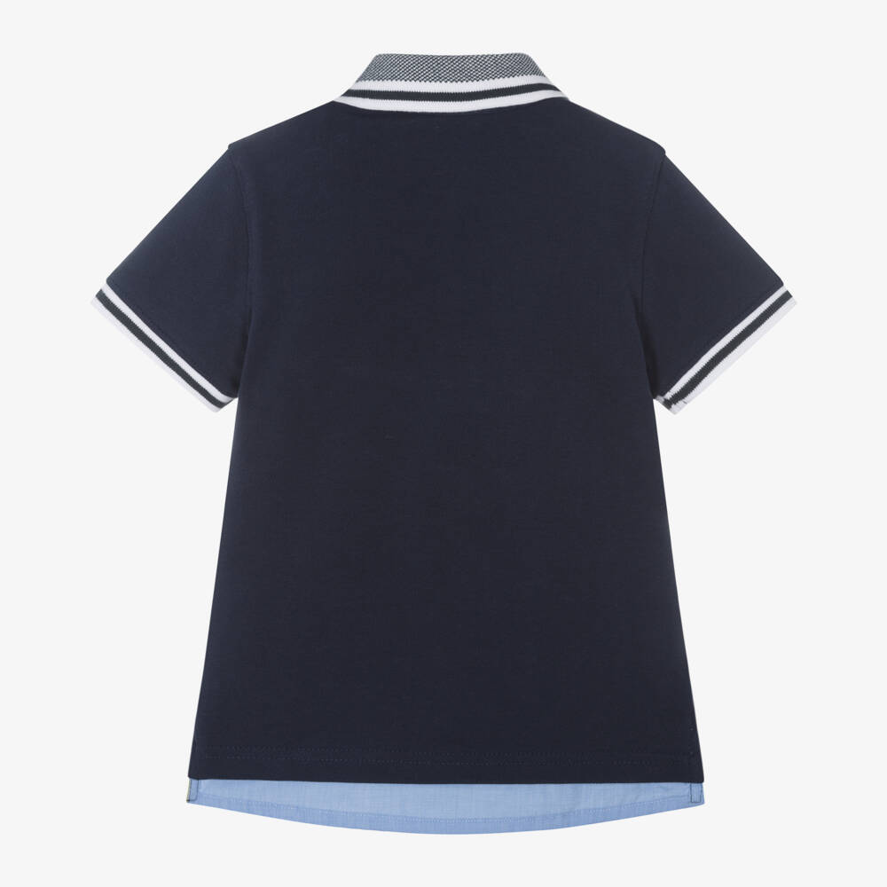 iDO Baby-Boys Navy Blue Cotton Piqué Polo Shirt | Childrensalon Outlet