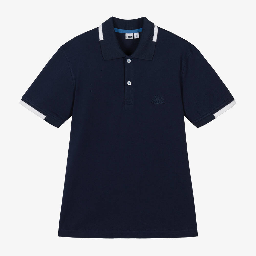 iDO Junior Boys Navy Blue Cotton Pique Polo Shirt Childrensalon Outlet