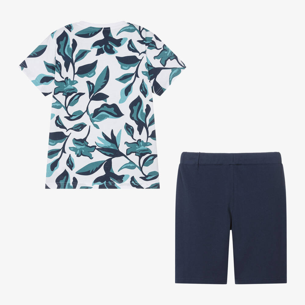 iDO Junior-Boys Navy Blue Cotton Shorts Set | Childrensalon Outlet