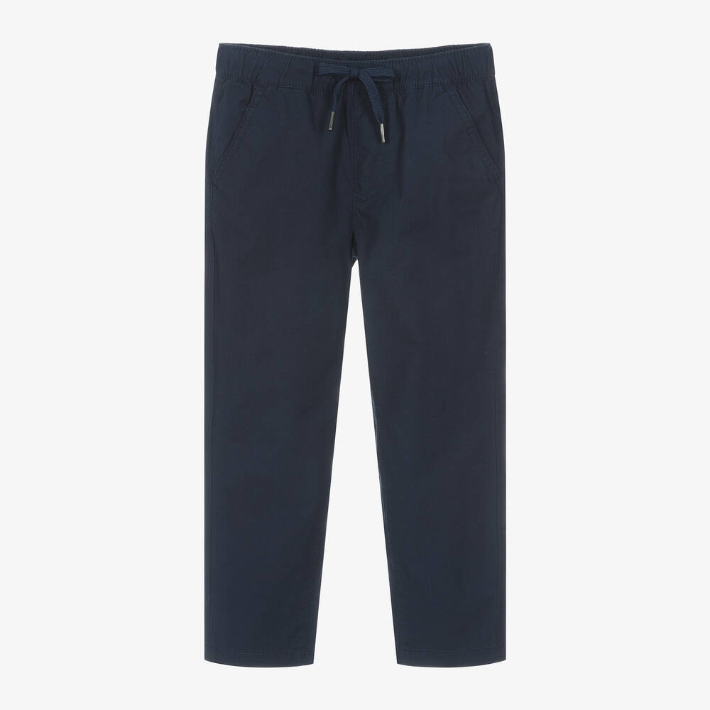 iDO Baby-Boys Navy Blue Cotton Trousers | Childrensalon Outlet