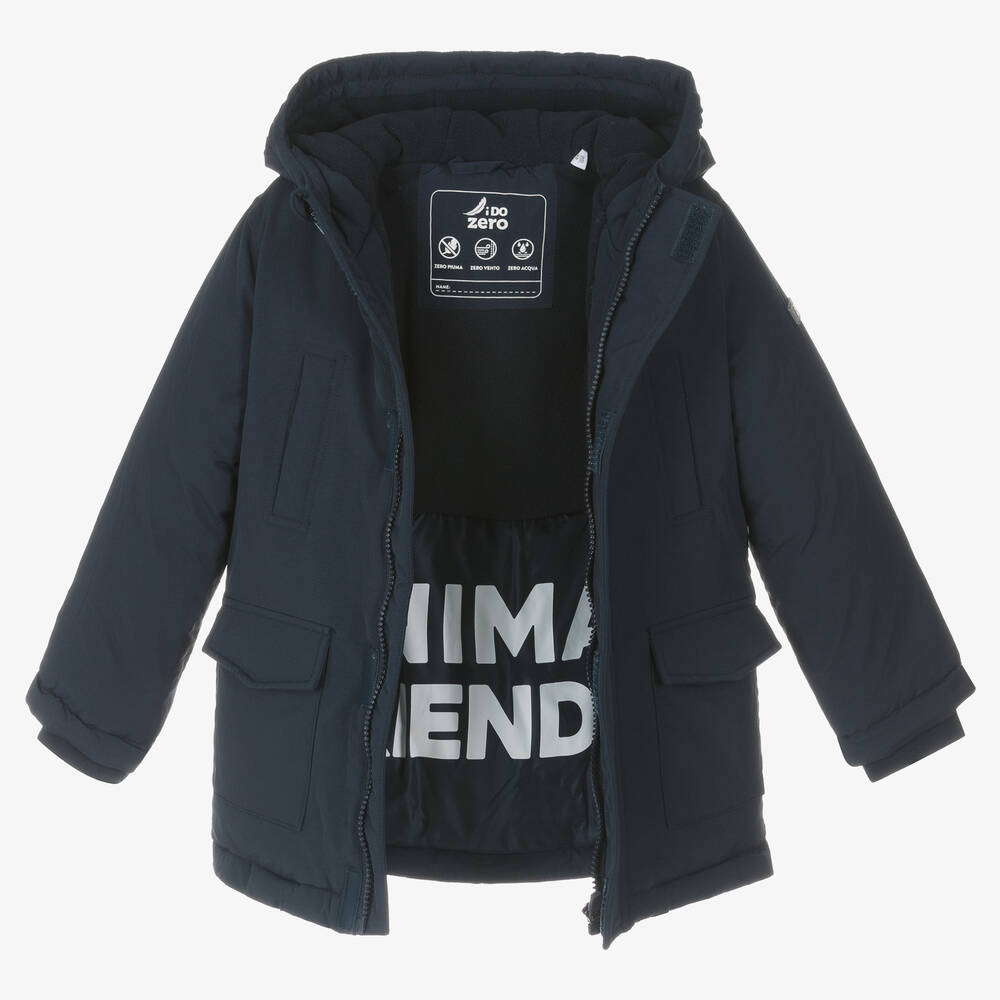 iDO Baby-Boys Navy Blue Hooded Parka Coat | Childrensalon Outlet