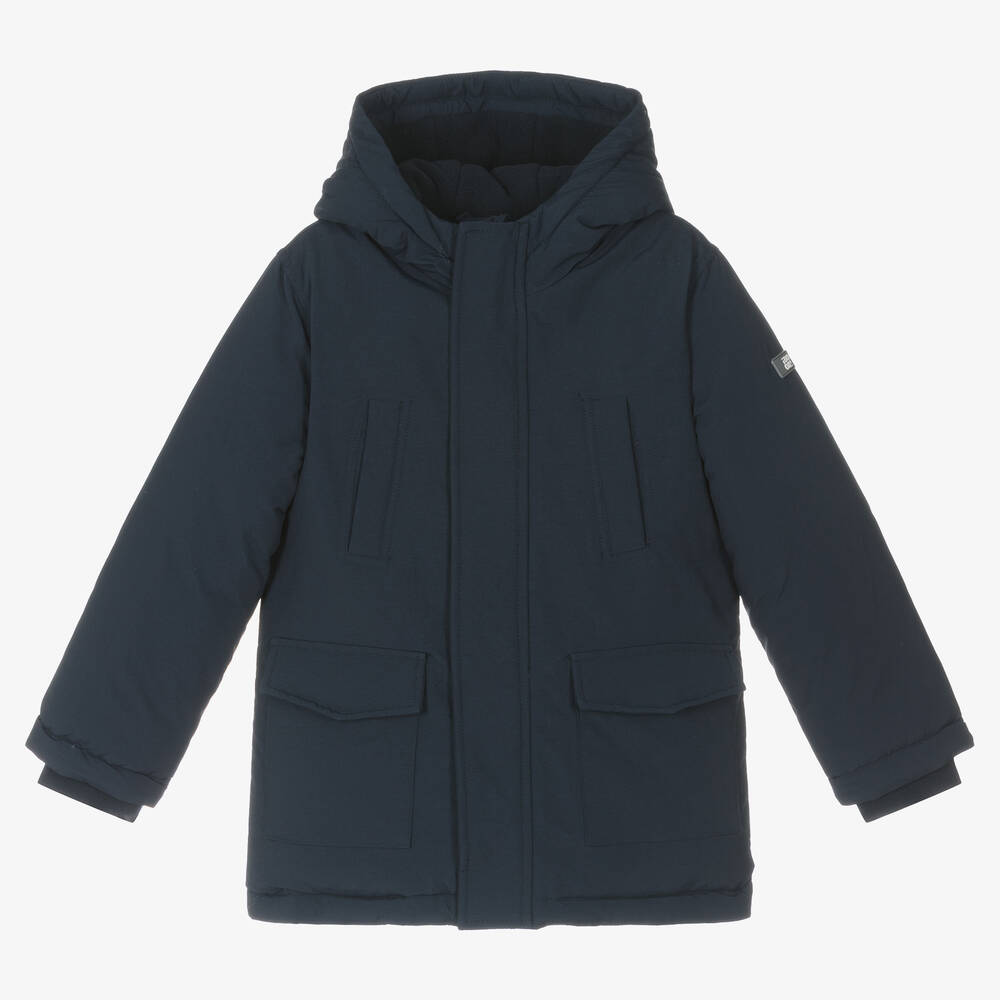 iDO Baby - Boys Navy Blue Hooded Parka Coat | Childrensalon