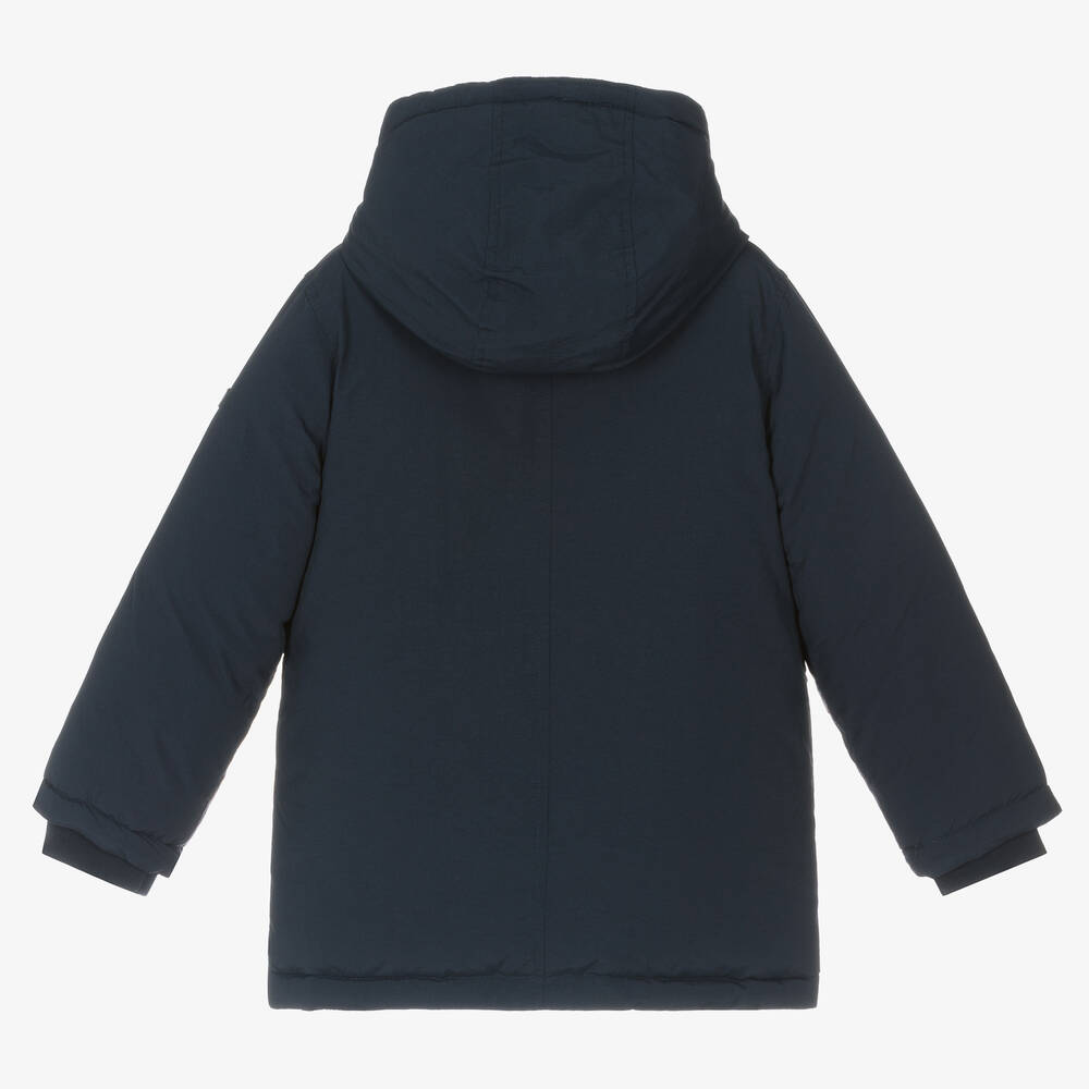 iDO Baby-Boys Navy Blue Hooded Parka Coat | Childrensalon Outlet