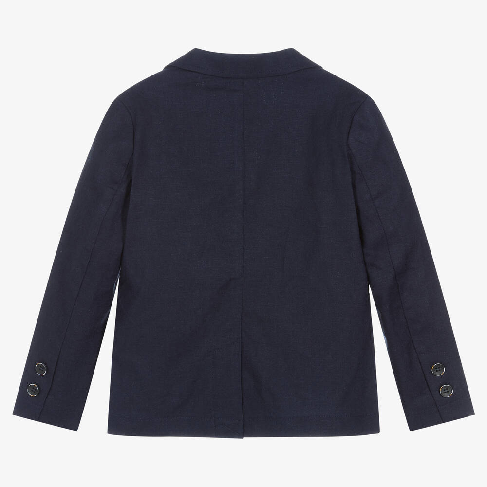 iDO Baby-Boys Navy Blue Linen Blazer | Childrensalon Outlet