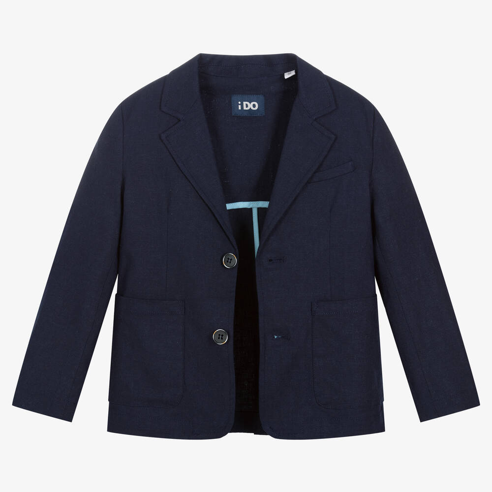 iDO Baby-Boys Navy Blue Linen Blazer | Childrensalon Outlet