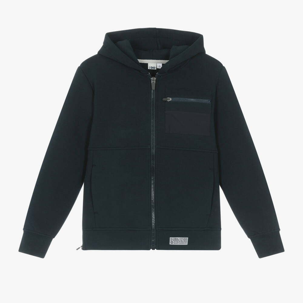 iDO Junior-Boys Navy Cotton Hoodie | Childrensalon Outlet
