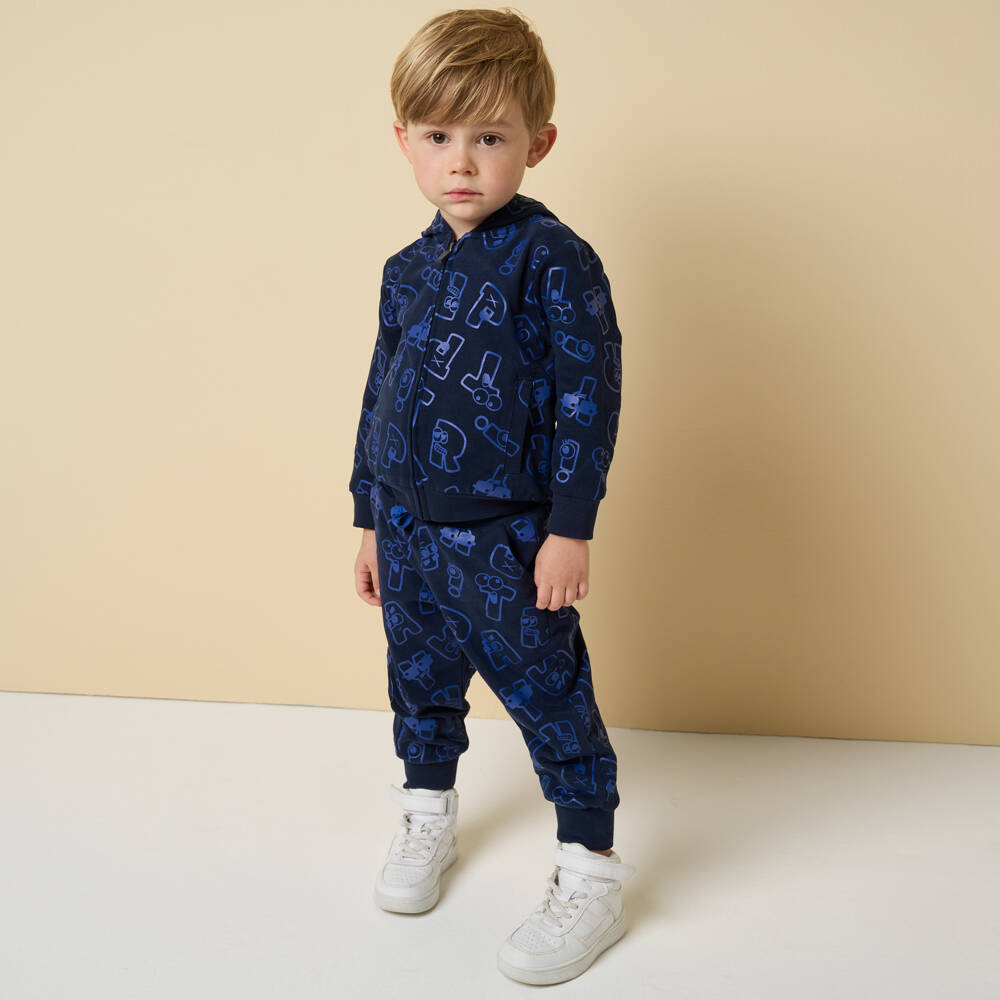 iDO Baby-Boys Navy Cotton Lettered Set | Childrensalon Outlet