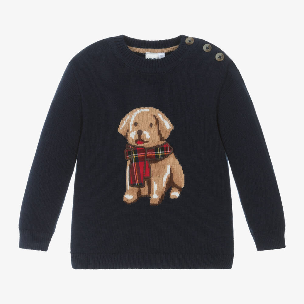iDO Baby-Boys Navy Cotton Puppy Sweater | Childrensalon Outlet