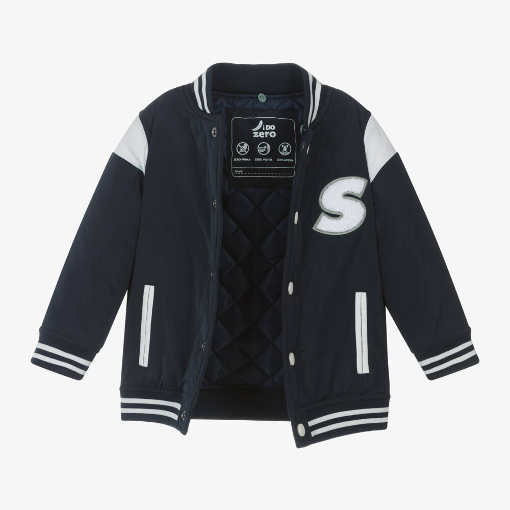 iDO Baby-Boys Navy Hooded Varsity Coat | Childrensalon Outlet