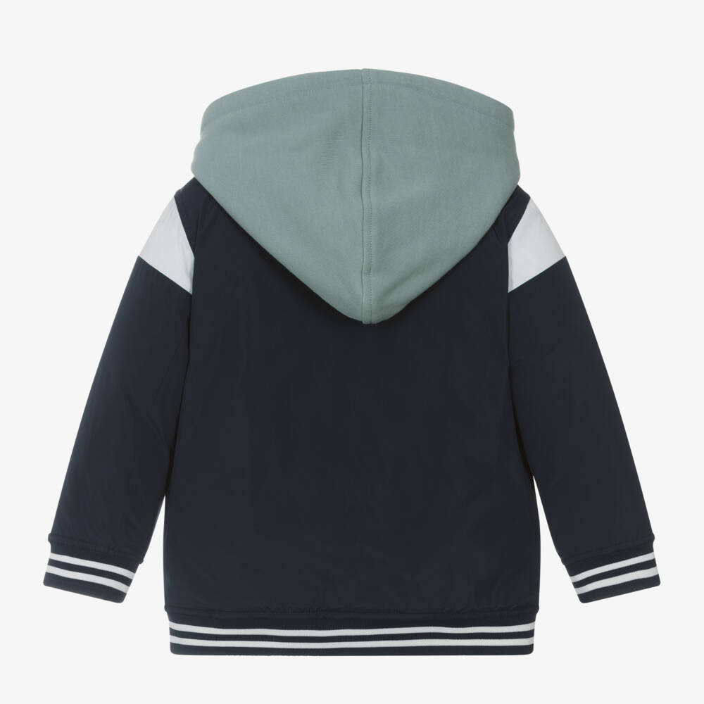 iDO Baby-Boys Navy Hooded Varsity Coat | Childrensalon Outlet