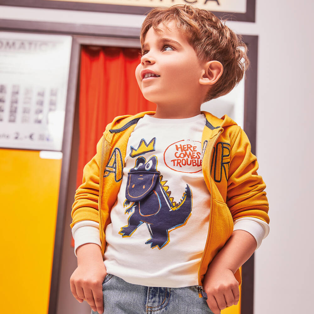 iDO Baby-Boys Off-White Dino Adventure Tee | Childrensalon Outlet