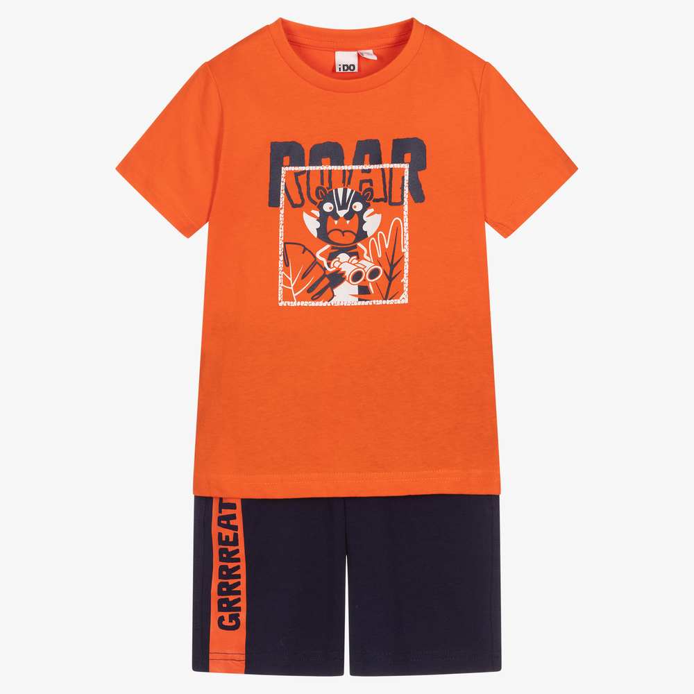 iDO Baby - Boys Orange & Blue Shorts Set | Childrensalon