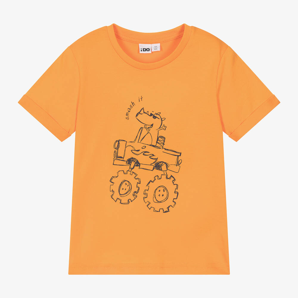 iDO Baby-Boys Orange Cotton Dinosaur T-Shirt | Childrensalon Outlet