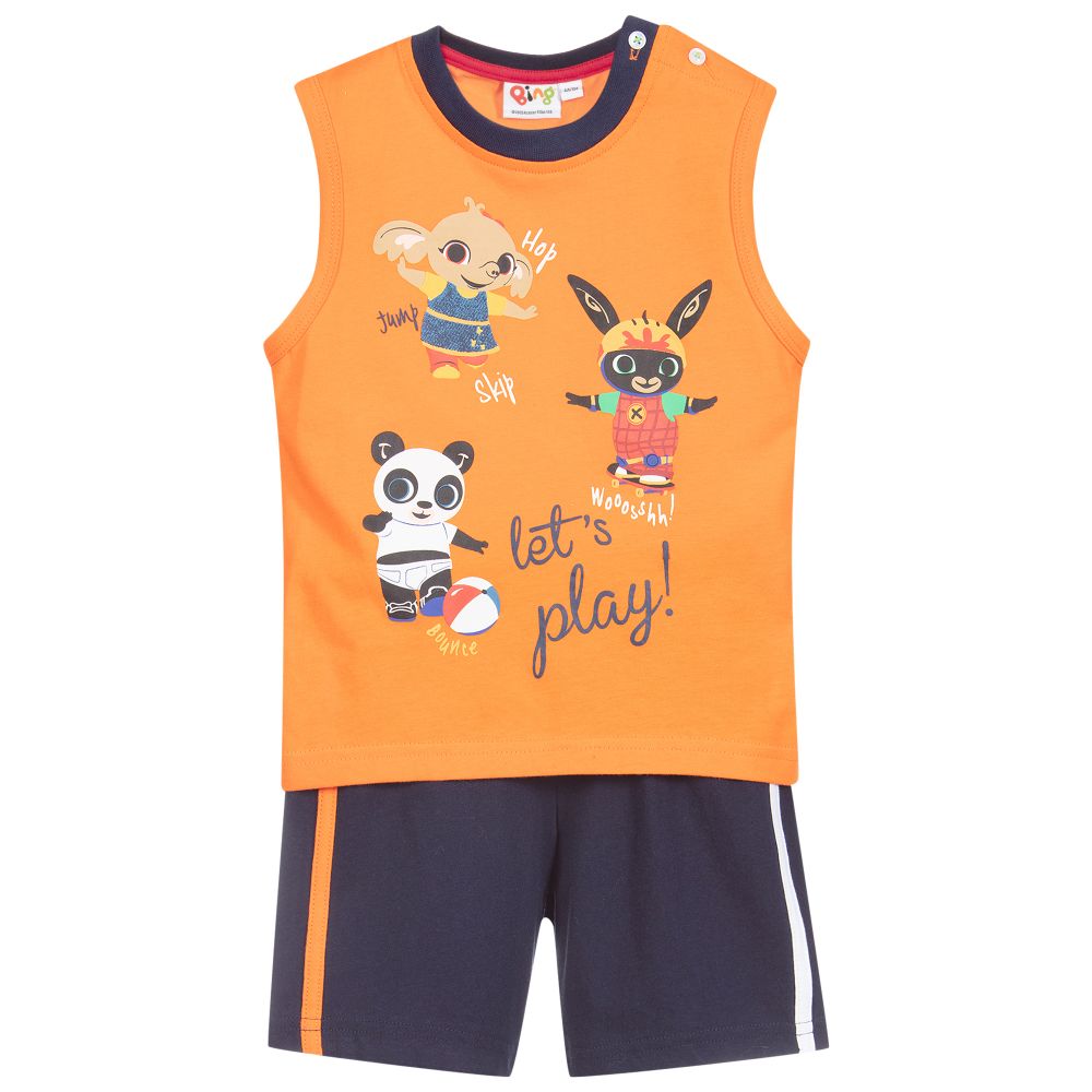 iDO Baby - Boys Orange Cotton Shorts Set | Childrensalon