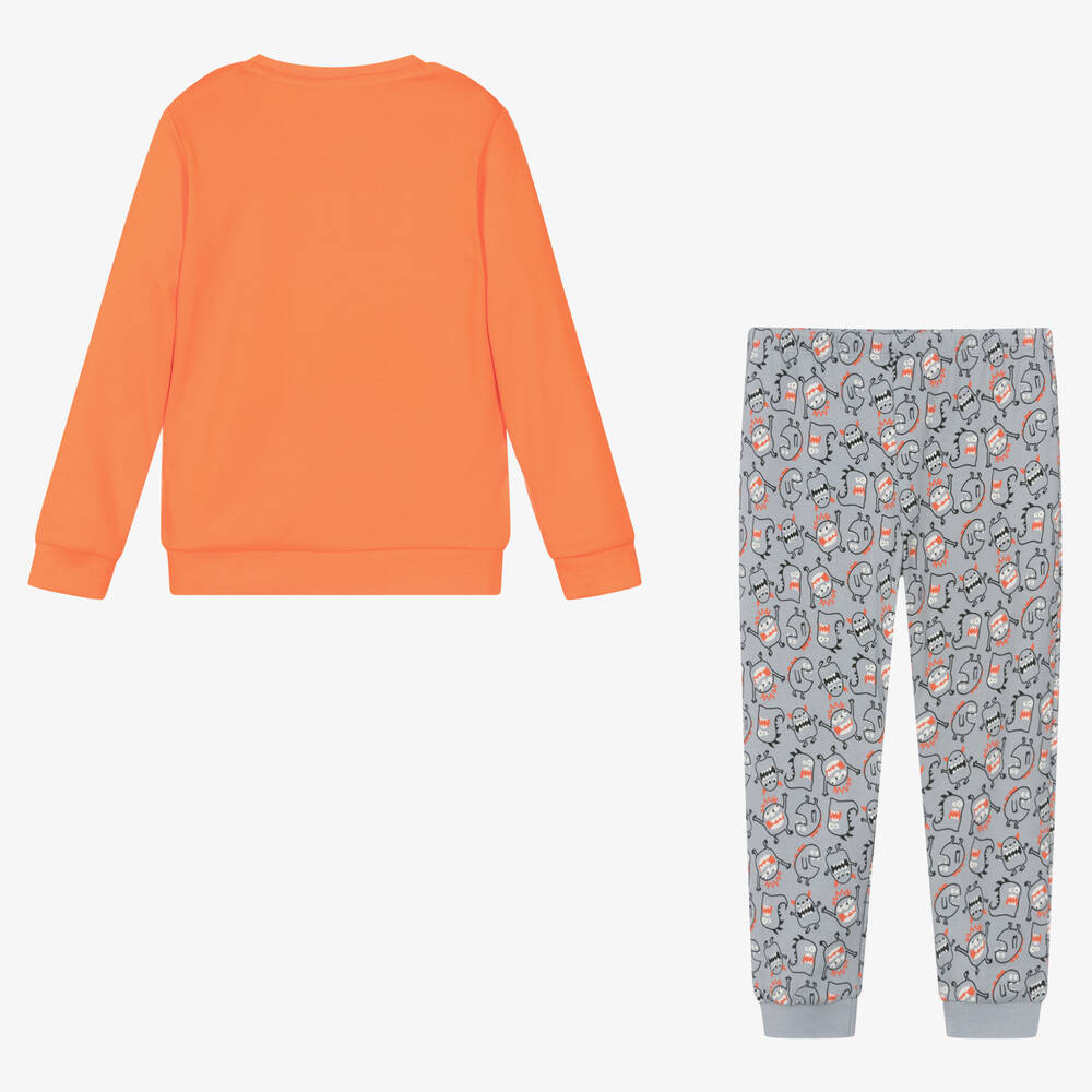 iDO Baby-Boys Orange & Grey Cotton Pyjamas | Childrensalon Outlet