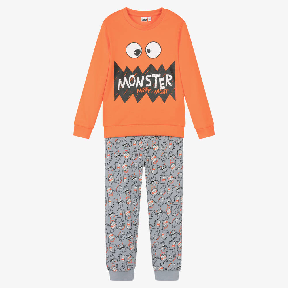 iDO Baby-Boys Orange & Grey Cotton Pyjamas | Childrensalon Outlet