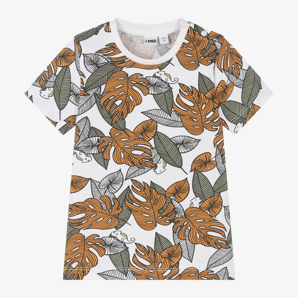iDO Baby-Boys Orange Leaf Print Cotton T-Shirt | Childrensalon Outlet