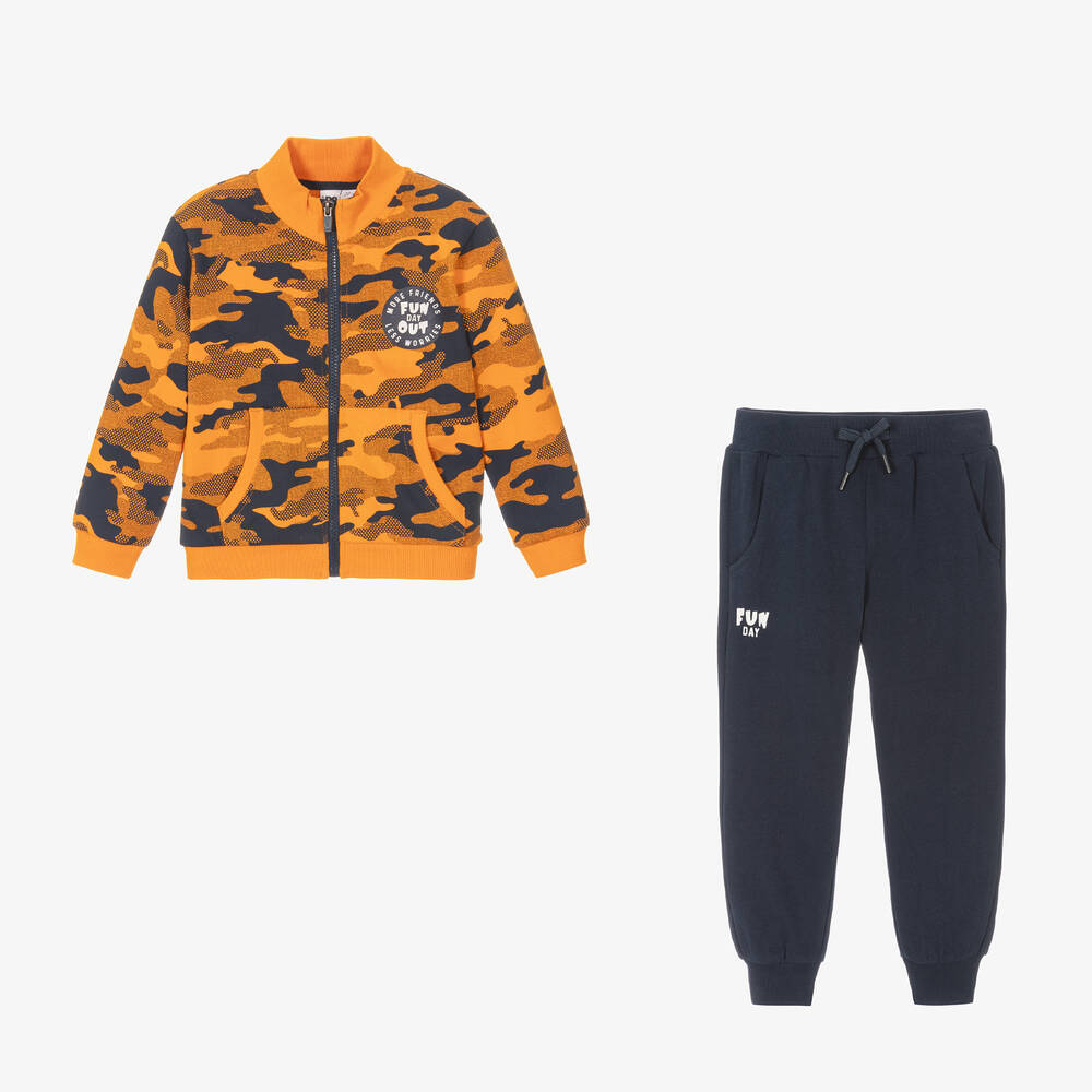 iDO Малыши-Оранжево-синий спортивный костюм из хлопка | Childrensalon Outlet