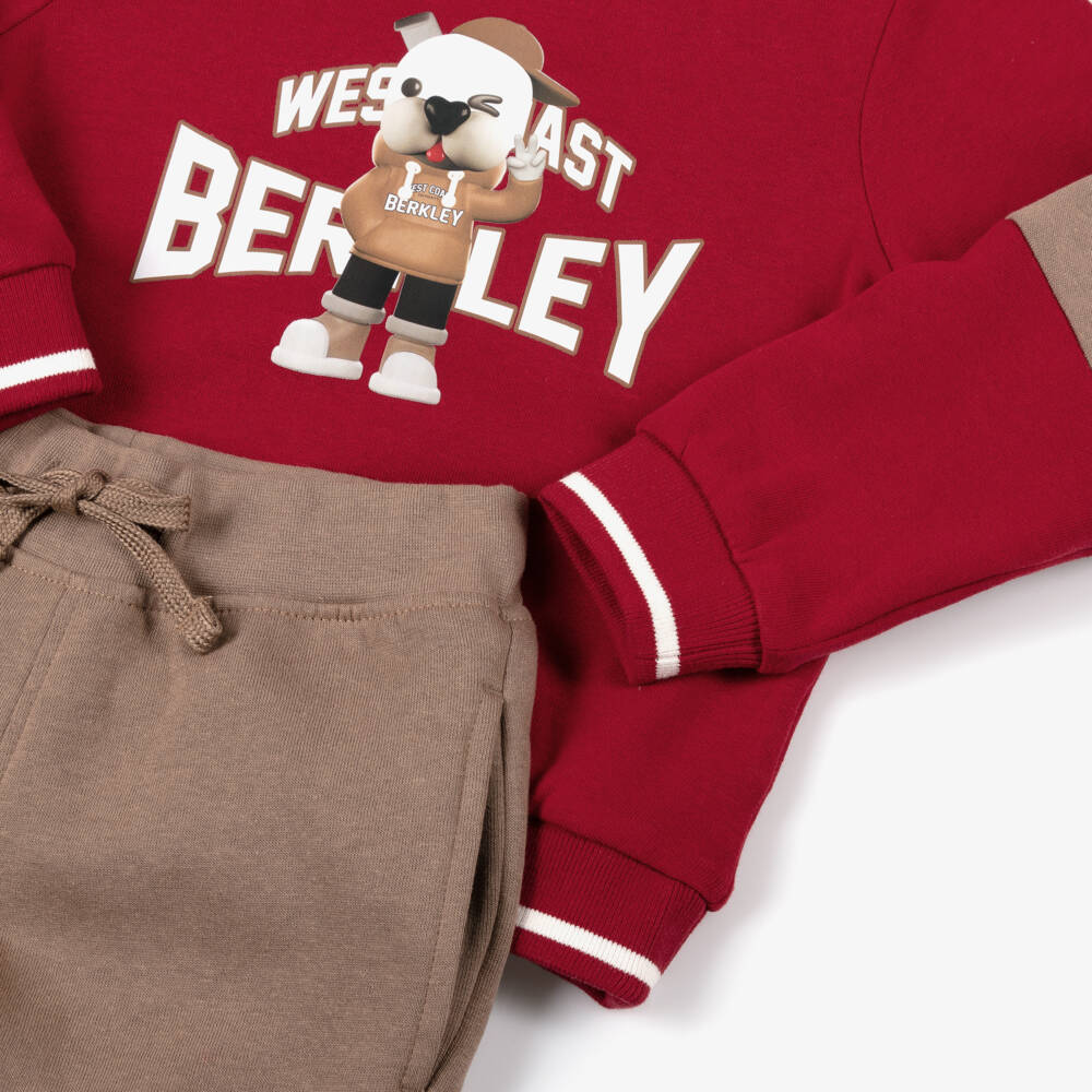 iDO Baby-Boys Red & Beige Jersey Set | Childrensalon Outlet